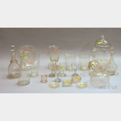 Fifteen Pieces of Colorless Blown Glass