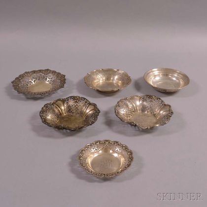 Six Sterling Silver Bonbon Dishes
