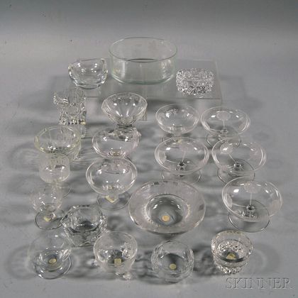 Twenty-one Etched Colorless Glass Salts