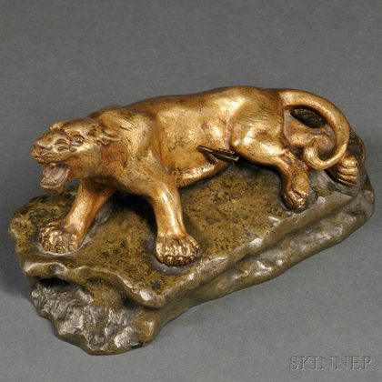 Gilt-bronze Model of a Wounded Mountain Lion