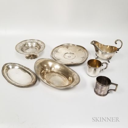 Seven Pieces of Sterling Silver and Silver-plated Hollowware