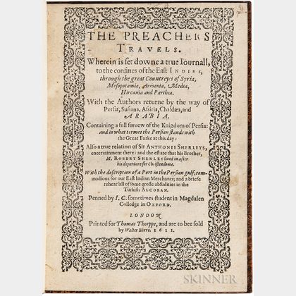 Cartwright, John, of Magdalen College, Oxford (fl. circa 1599) The Preachers Travels. Wherein is set downe a true Iournall, to the conf
