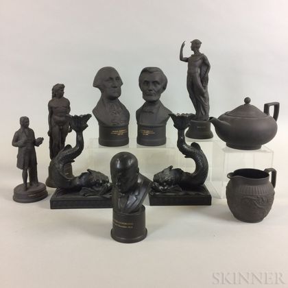 Twelve Wedgwood Black Basalt Ceramic Items