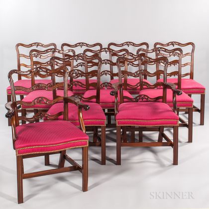 Set of Ten Chippendale-style Dining Chairs