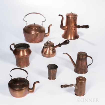 Eight Early Copper Kitchen Items