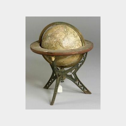 American Eight Inch Terrestrial Globe on Wrought Iron Stand