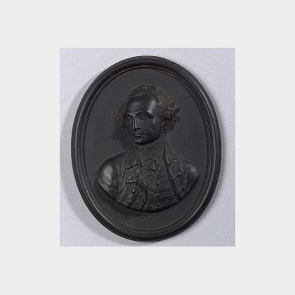 Wedgwood and Bentley Black Basalt Oval Portrait Medallion of Captain Cook