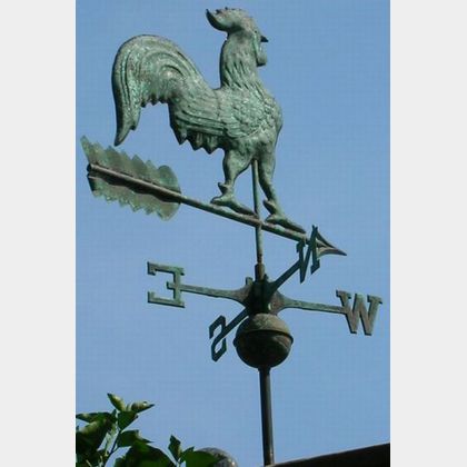 Patinated Copper Rooster Weather Vane
