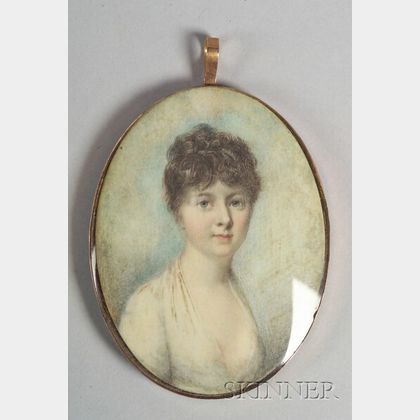 Anglo/American School, 18th Century Portrait Miniature of a Woman.