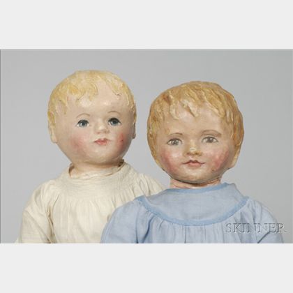 Two Hand-Crafted Portrait Dolls