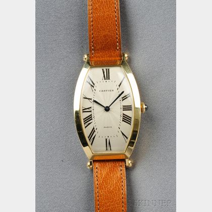 18kt Gold "Tonneau" Wristwatch, Cartier