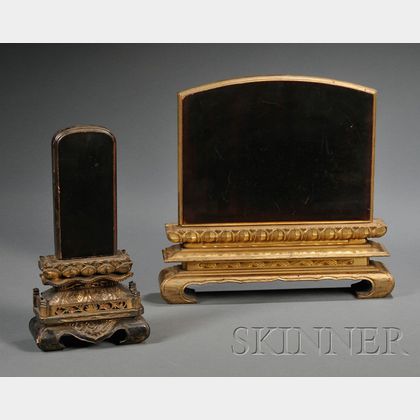 Pair of Lacquered Wood Temple Tablets