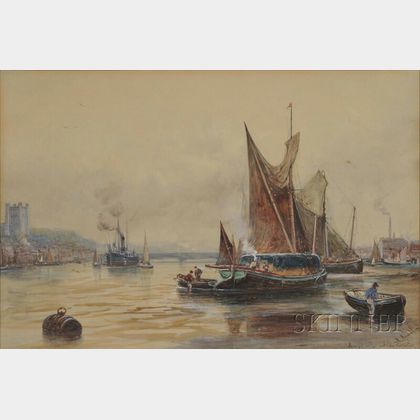Robert Malcolm Lloyd (British, 1855-1945) Barges...Rochester