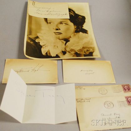 Katherine Hepburn, Humphrey Bogart, and Spencer Tracy Autographs