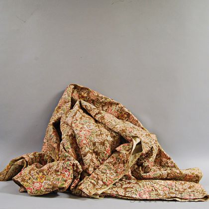 Brown Floral-printed Cotton Chintz Quilt