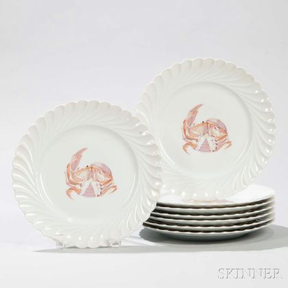Eight Haviland Limoges Porcelain Plates Depicting Shellfish