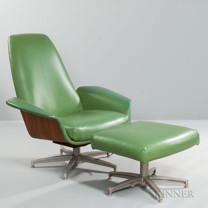 Lounge Chair and Ottoman Attributed to George Mulhauser for Plycraft 