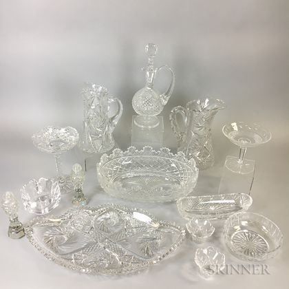 Fourteen Pieces of Colorless Cut Glass Tableware