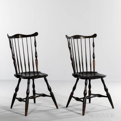 Pair of Painted Fan-back Windsor Side Chairs