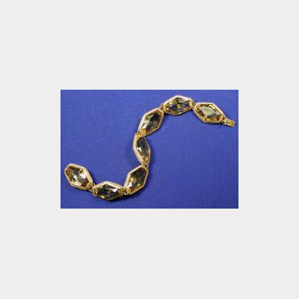 Antique 18kt Gold and Smoky Quartz Bracelet, c. 1830