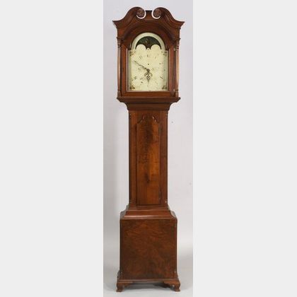 Chippendale Walnut Carved Tall Case Clock