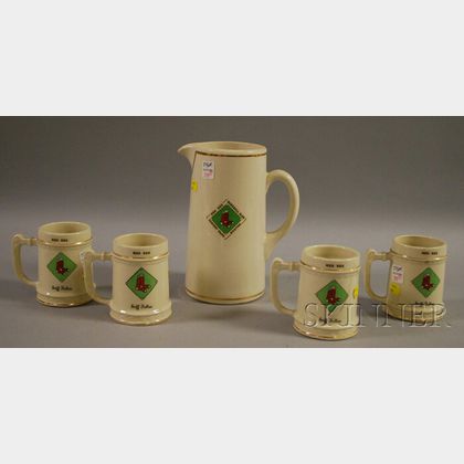 Five-piece Vintage Boston Red Sox Ceramic Beverage Set