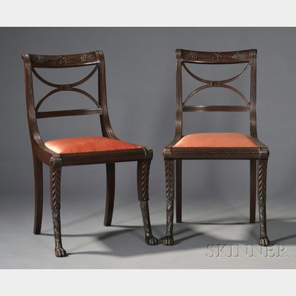 Pair of Classical Mahogany Klismos Side Chairs