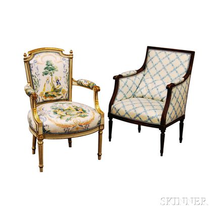 Louis XVI-style Fauteuil and Bergere