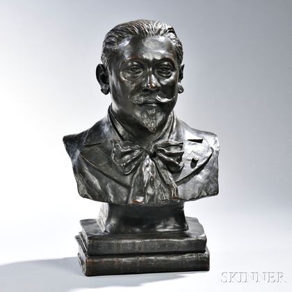 French School, Early 20th century, Bronze of Mario De Candia,D, signed indistinctly on base Anna Fleury Dilly 1903, inscribed on bas 