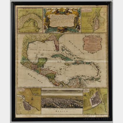 Gulf of Mexico, Caribbean, Central America: Two Framed Maps.
