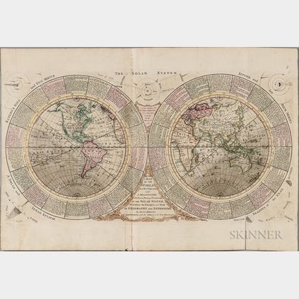 World, Double-hemisphere. Benjamin Martin (1705-1782) A Map of the World on a New Projection with a Delineation of the Various Parts an