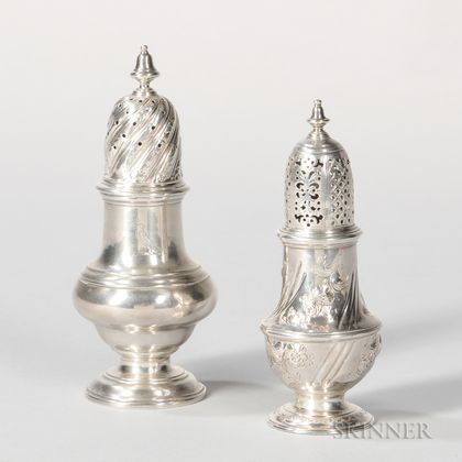 Two George II Sterling Silver Casters