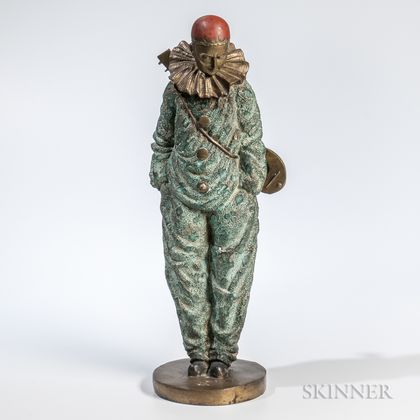 Cold-painted Bronze Figure of Pierrot
