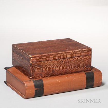 Comb-painted Box and Paint-decorated Book-form Box