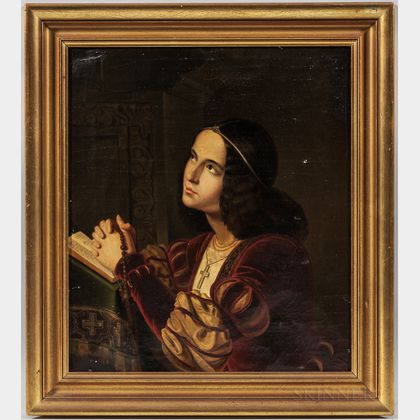 Continental School, 19th Century Prayerful Young Woman in Renaissance Costume