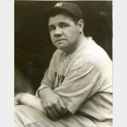 George Herman "Babe" Ruth Signed Black and White Photograph