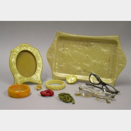 Group of Celluloid and Other Plastic Jewelry and Accessories