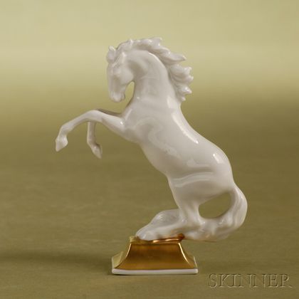 Rosenthal White Glazed Figure of a Rearing Horse