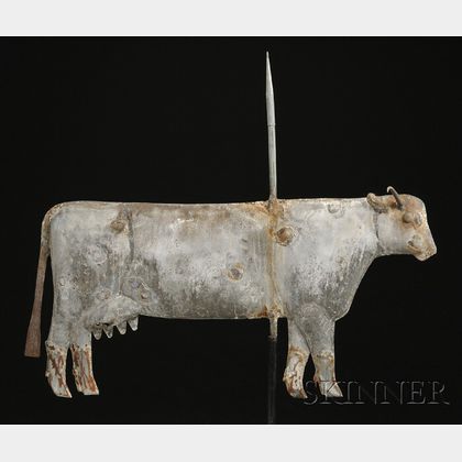 Silver-painted Sheet Iron Cow Weather Vane