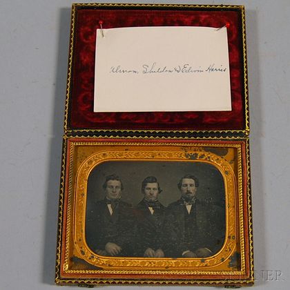 Quarter-plate Daguerreotype Portrait of the Three Harris Brothers of Nelson, New Hampshire