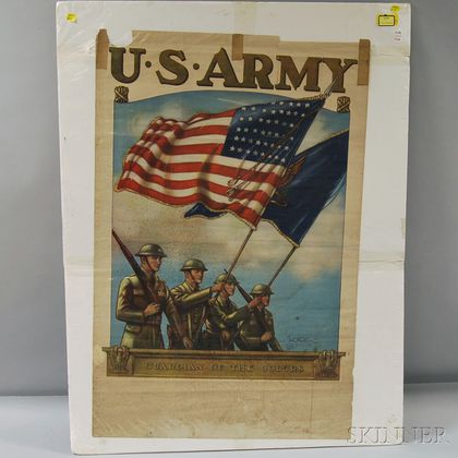 "U.S. ARMY Guardian of the Colors" WWII Era Lithograph Poster