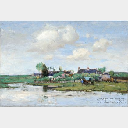 Stephen Maxfield Parrish (American, 1846-1938) River Landscape, Normandy, France