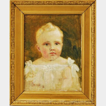 American School, 19th/20th Century Portrait Head of a Child in White
