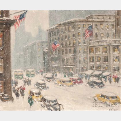 Guy Carleton Wiggins (American, 1883-1962) Mid-town, 5th Avenue, Winter