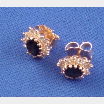 14kt Gold, Sapphire, and Diamond Earrings