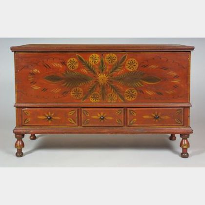 Paint Decorated Poplar Dower Chest