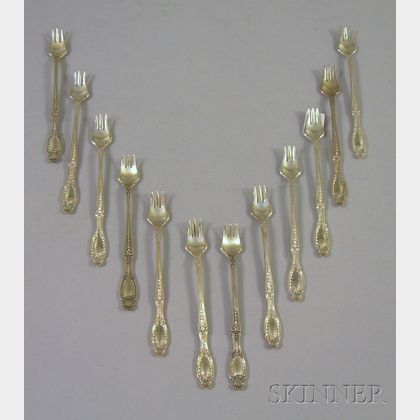 Twelve Tiffany Richelieu Pattern Sterling Silver Hors D'oeuvre/Seafood Forks