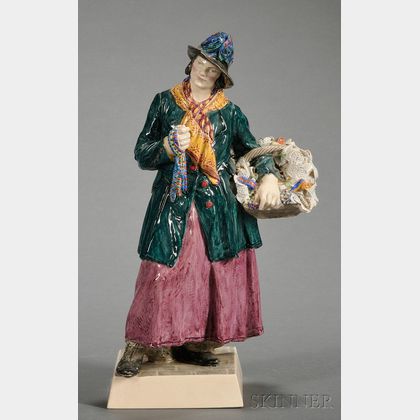 Charles Vyse Earthenware Figure of a Woman Peddler