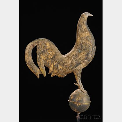 Gilded Molded Copper and Zinc Gamecock Weathervane