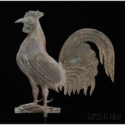 A.L. Jewell & Co. Molded Copper and Zinc Rooster Weathervane